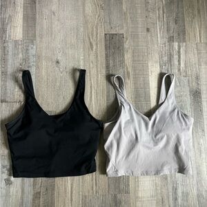 Black and Gray Crop Workout Tops